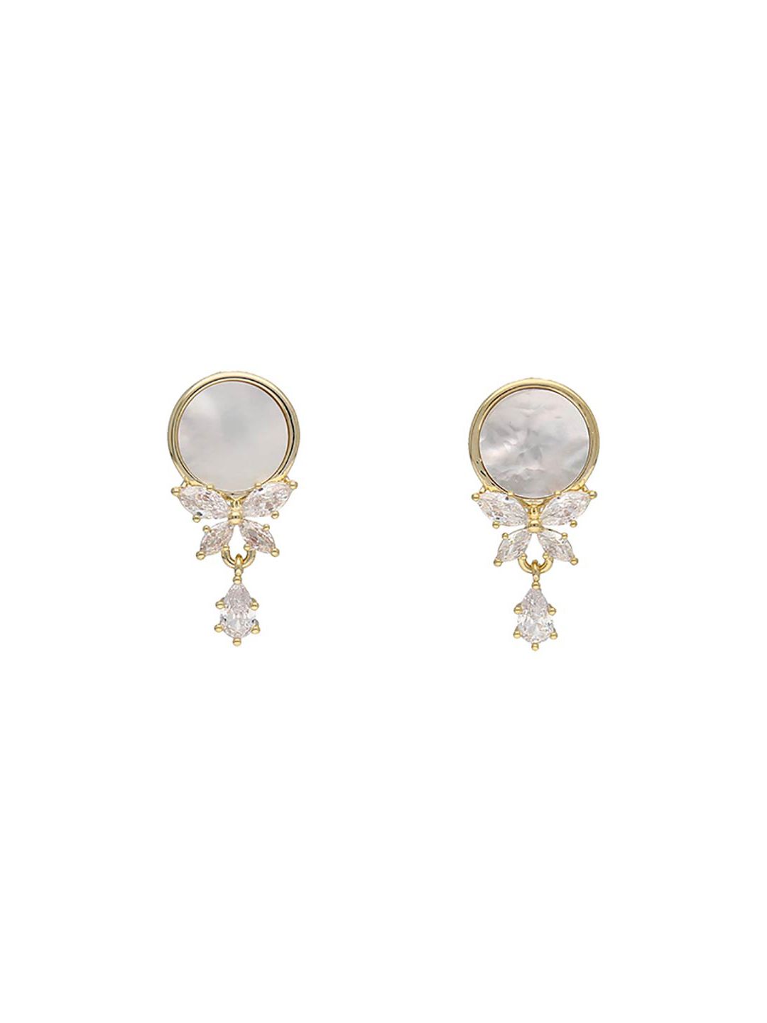 AD / CZ Dangler Earrings in Gold finish- E59