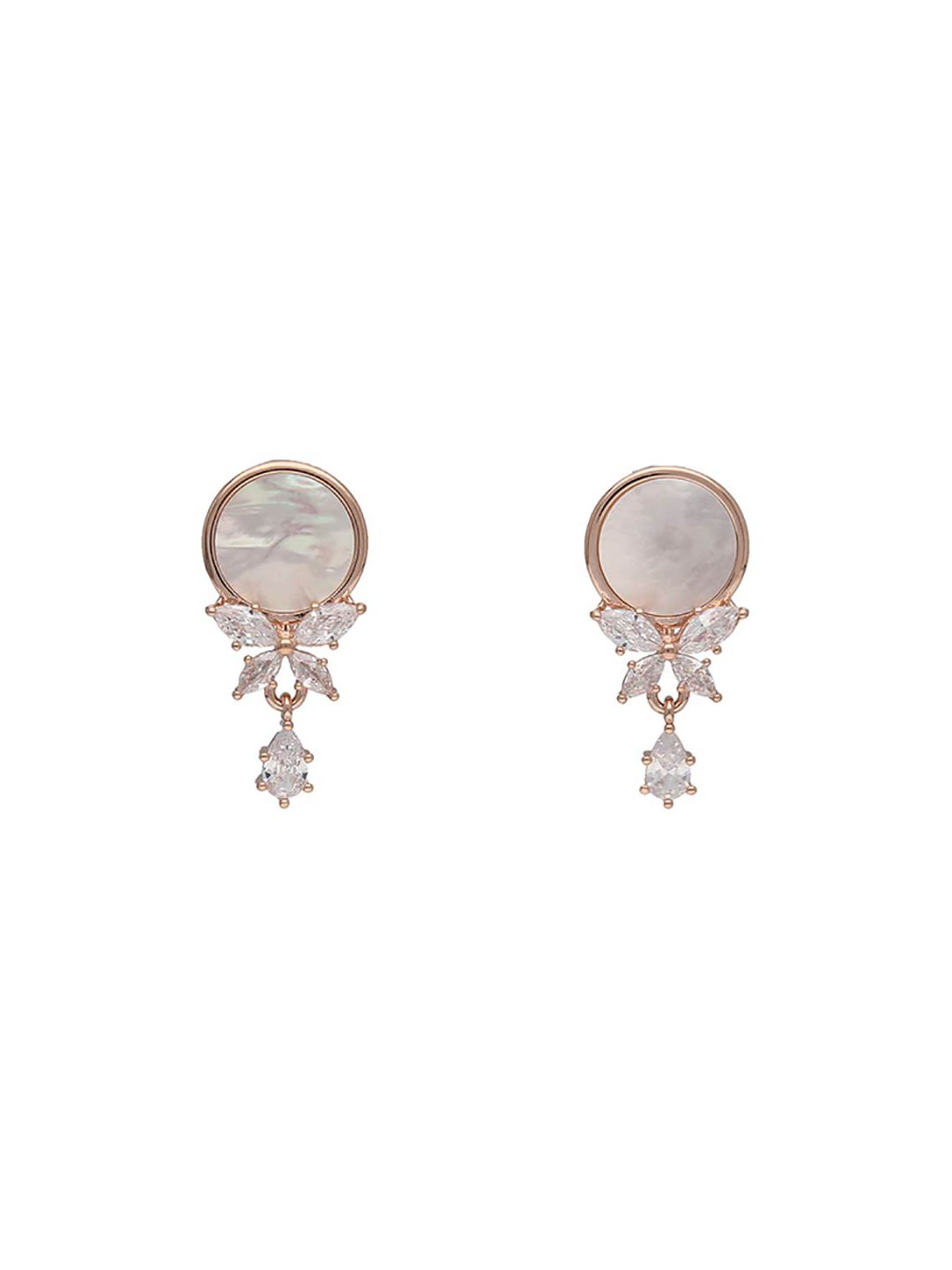 AD / CZ Dangler Earrings in Rose Gold finish - E59_2