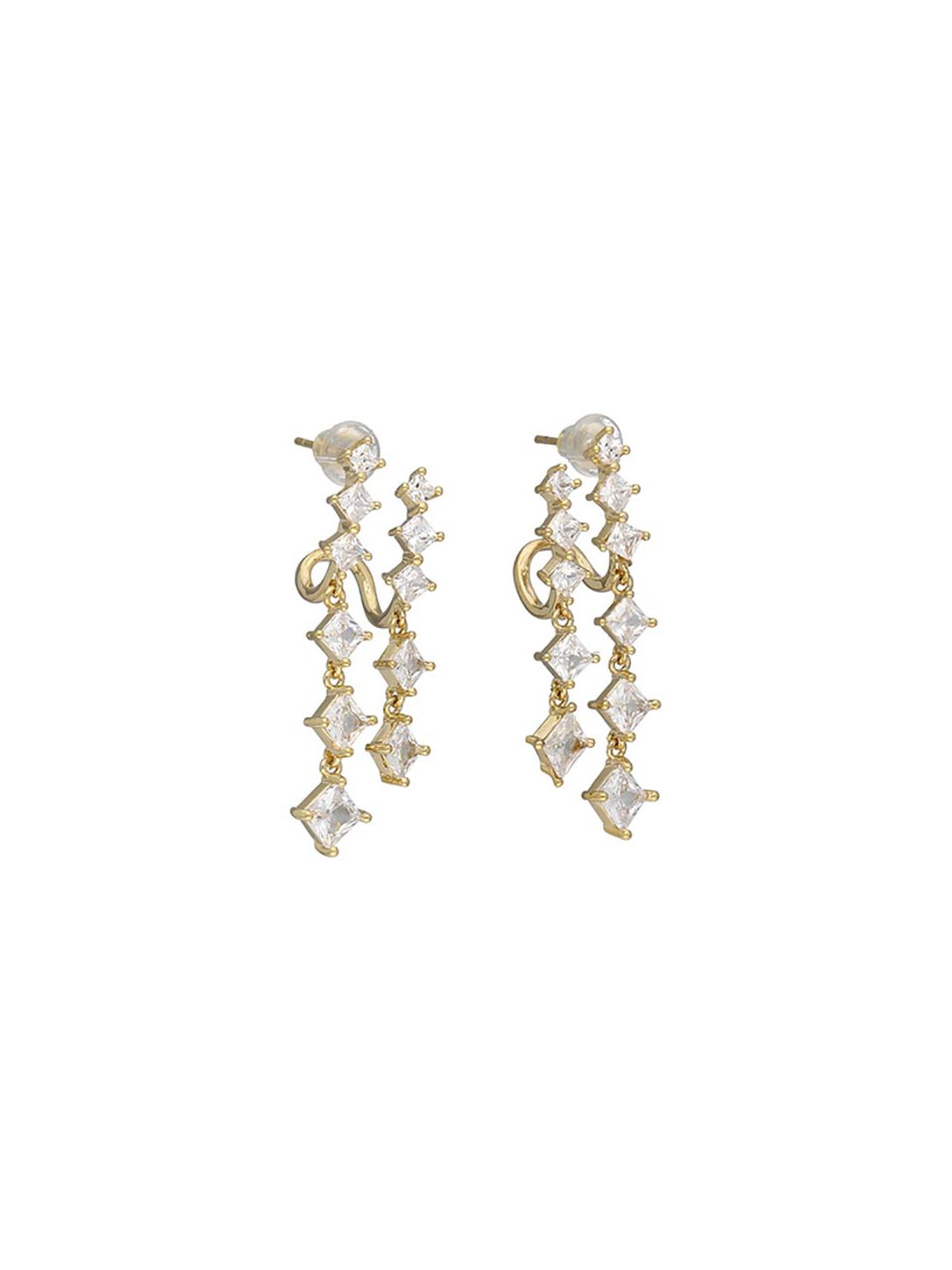 AD / CZ Dangler Earrings in Gold finish- E69