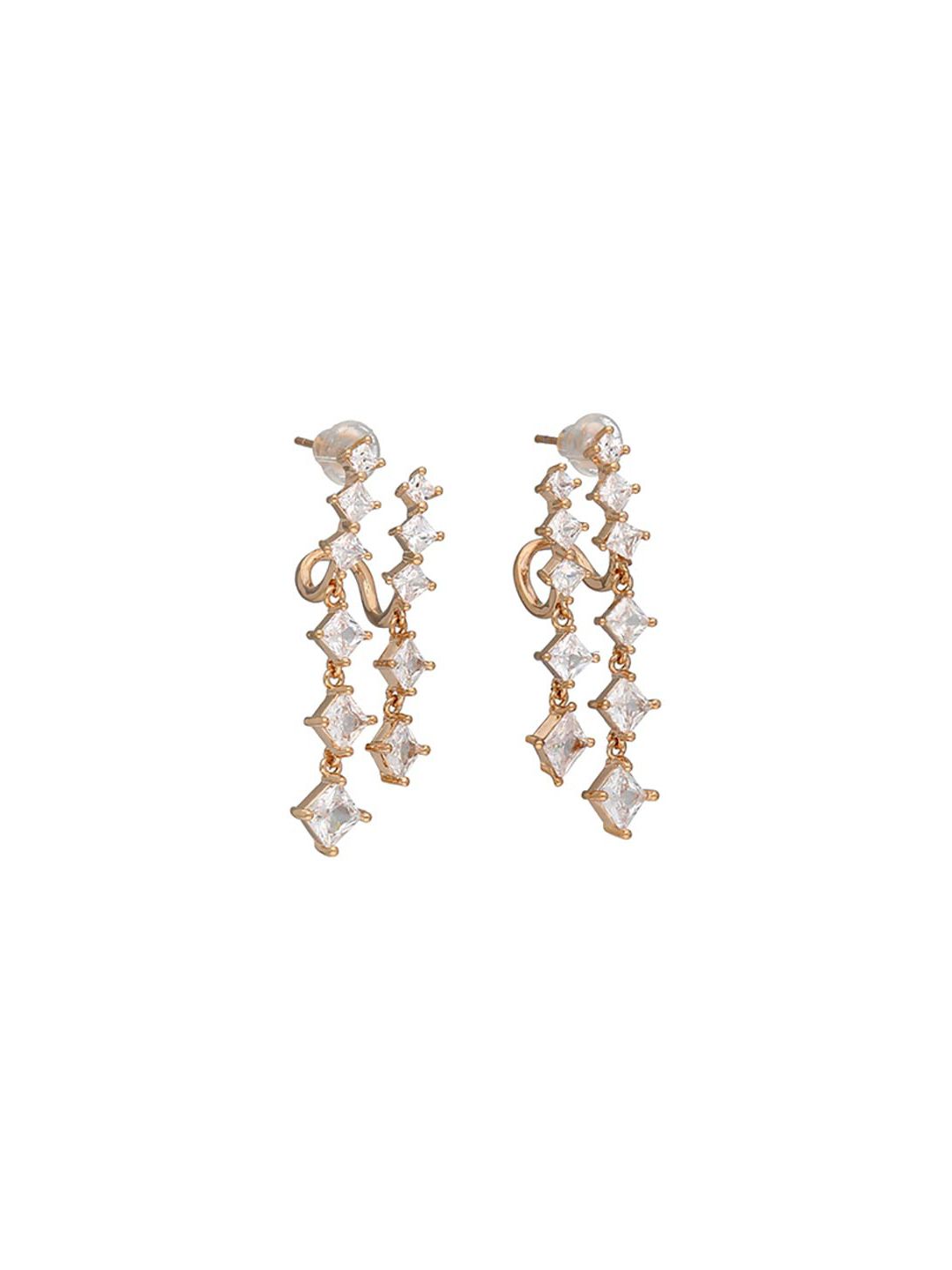 AD / CZ Dangler Earrings in Rose Gold finish - E69_2