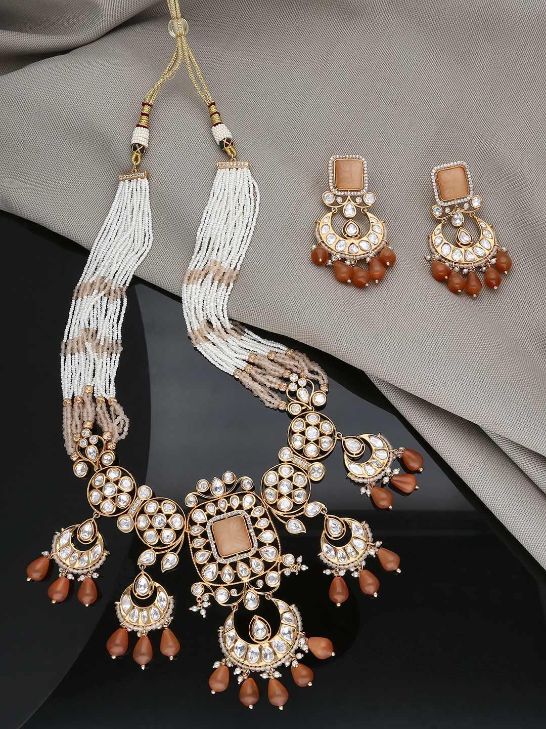 Kundan Necklace Set in Gold finish - NS0043