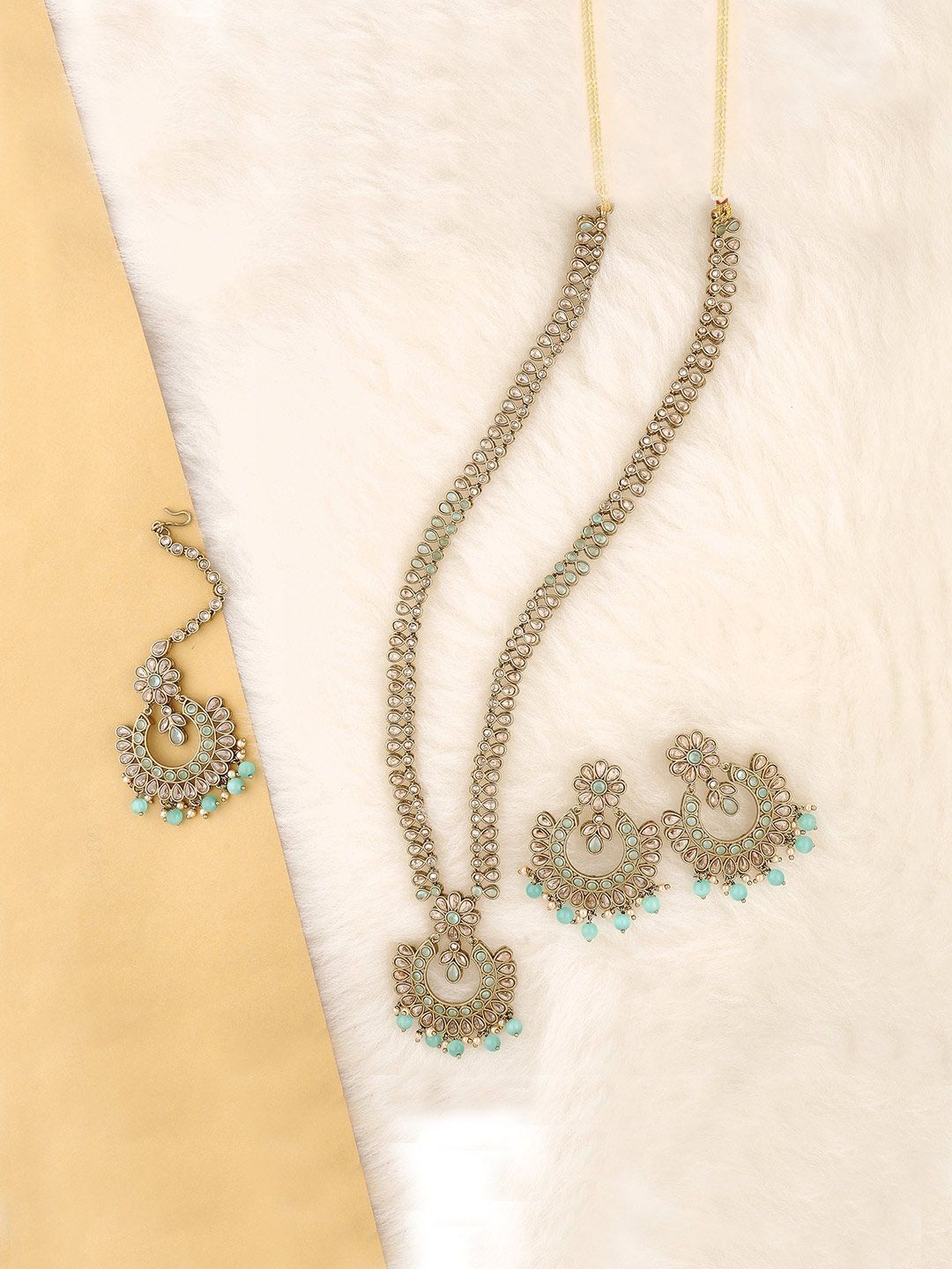 Reverse AD Necklace Set in Mehendi finish - NS0018