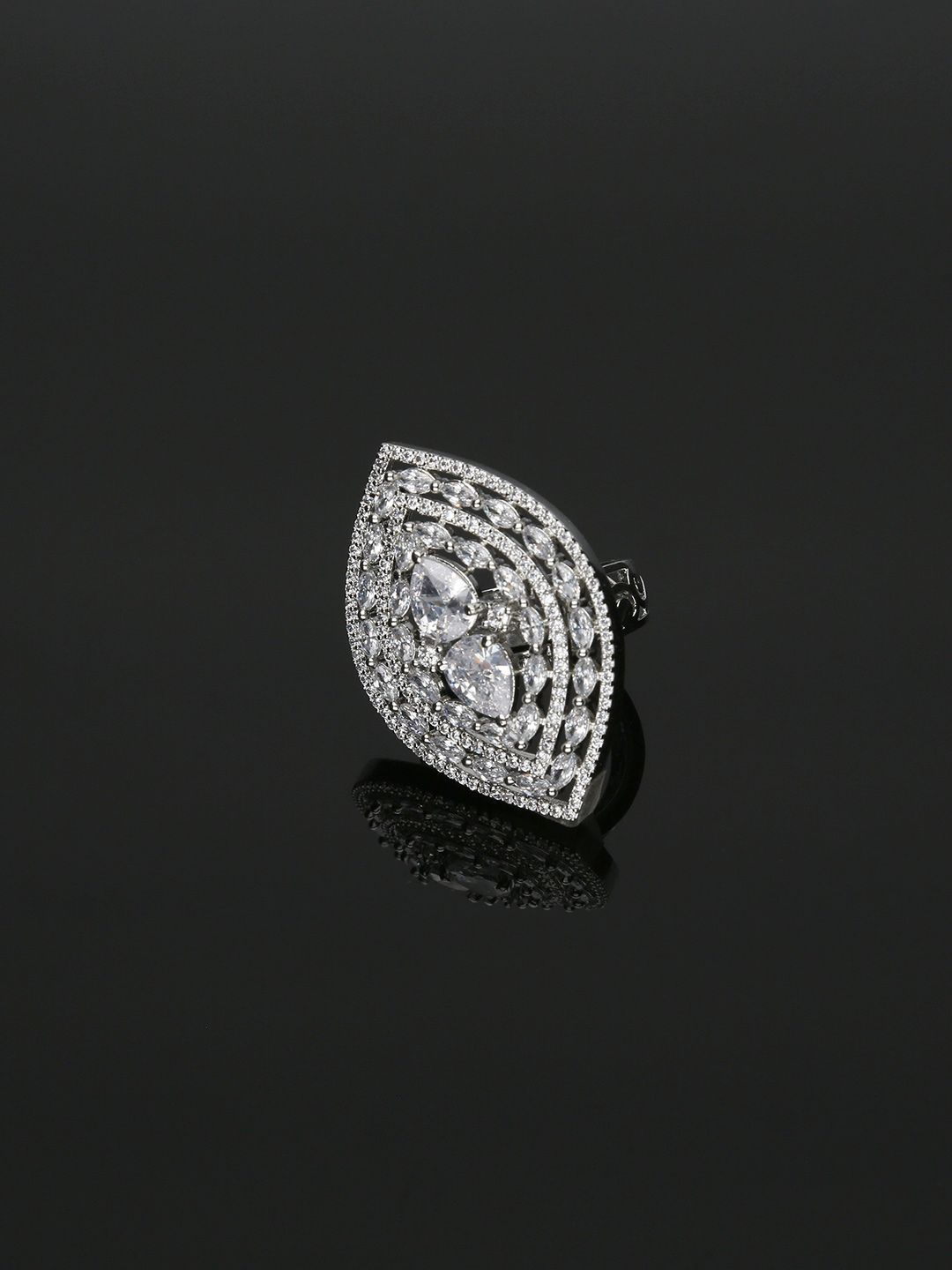 AD / CZ Finger Ring in White color - FR0014