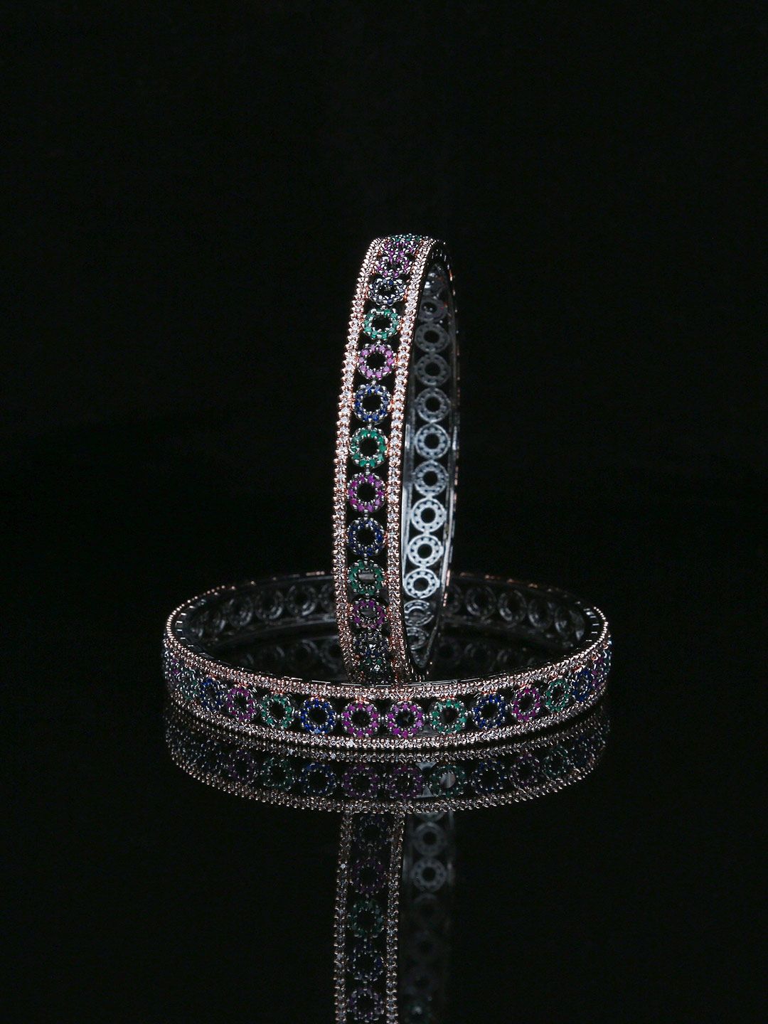 AD / CZ Bangles in Multicolor color - B0035