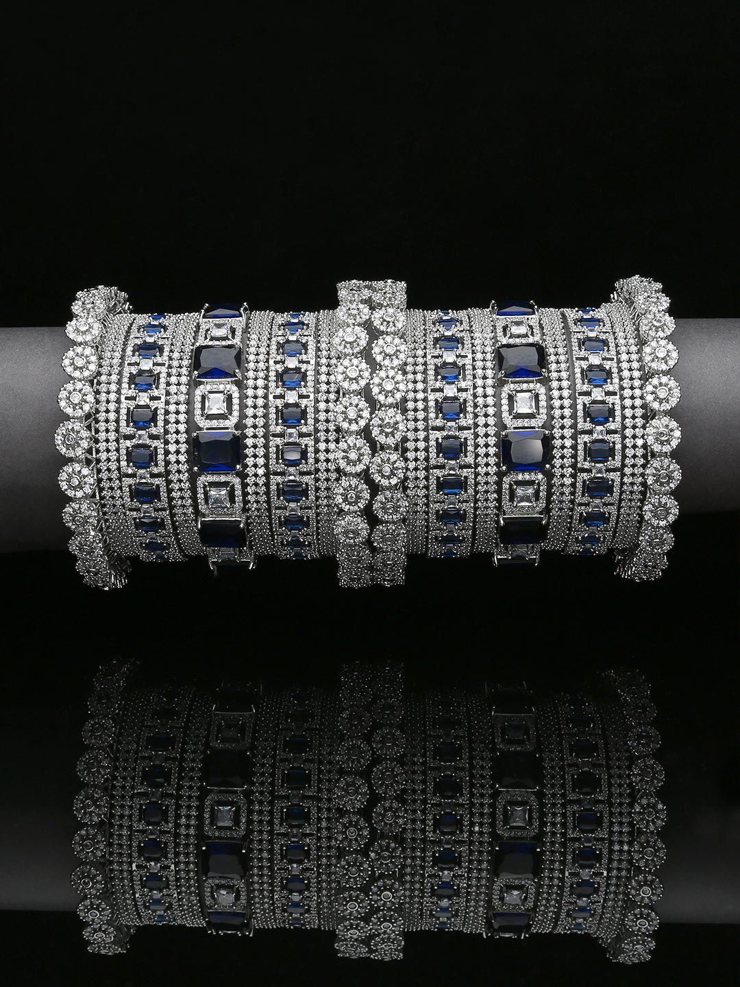 AD / CZ Chuda / Choora Bangles in Navy Blue color - B0044